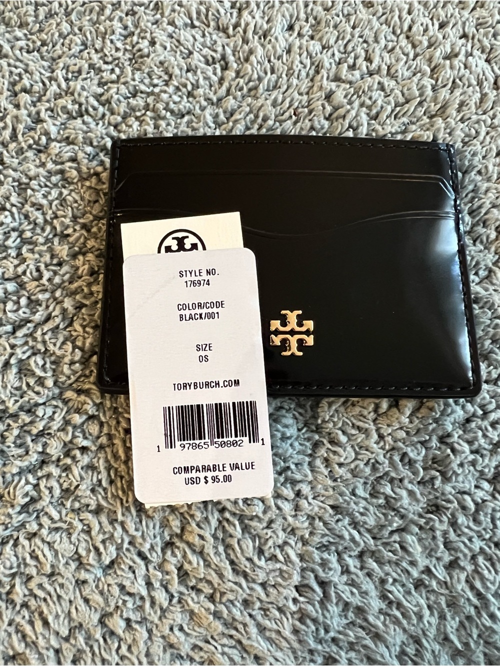 NWT Tory Burch Black Patent Leather Card Case - Picture 4 of 4